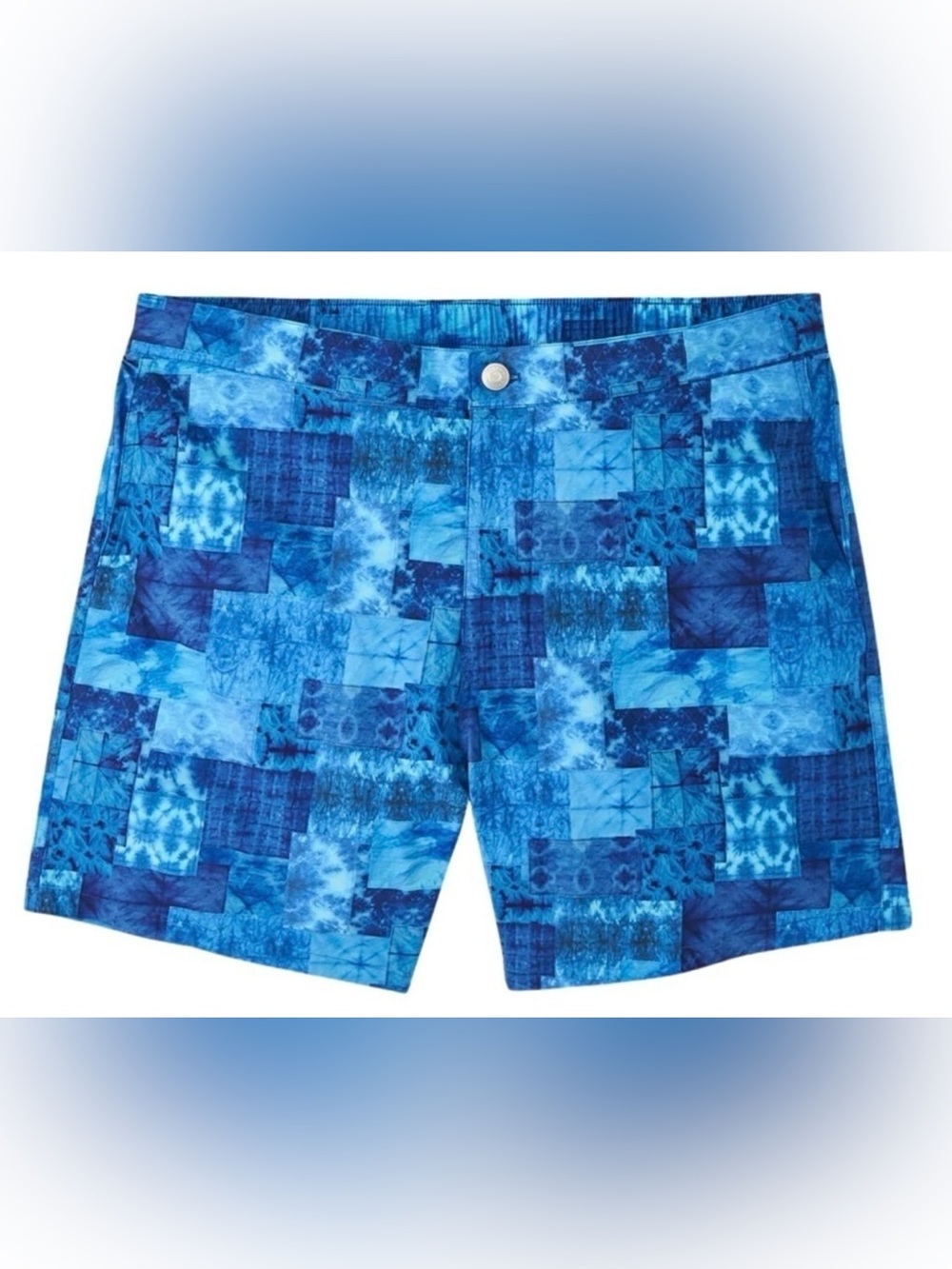 Peter Millar Crown Crafted Shibori Patchwork Swim Trunk Blue XL NWT Retail $110